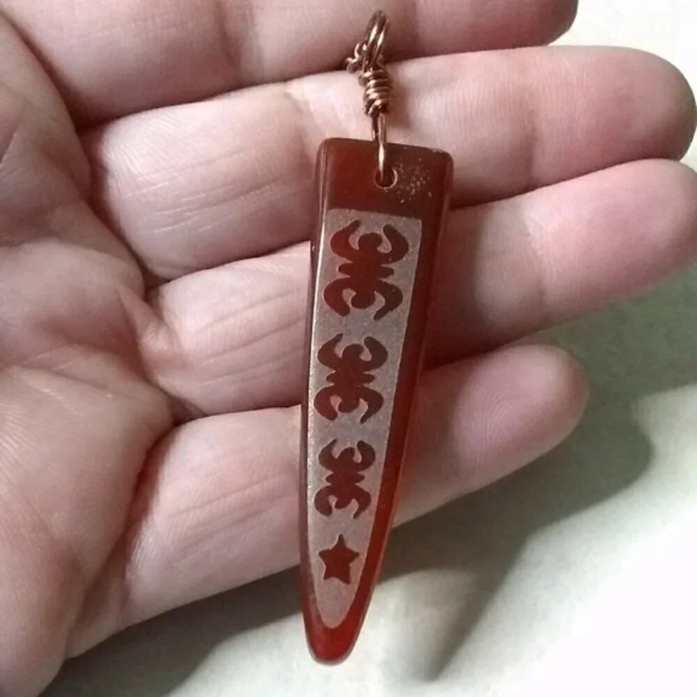 Extra Long & Slender Agate Necklace! Frosted Surface Design - Sleek + Minimalist